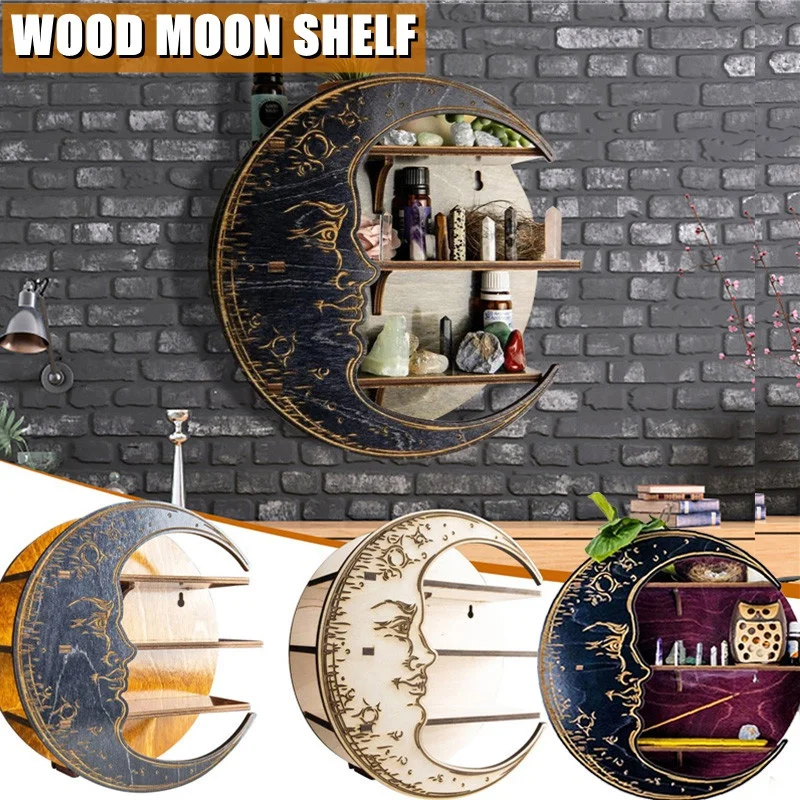 Decor for Crystal Essential Oil Nursery Wooden Moon Shelf Living Room Rustic Display Rack Wall Hanging Storage Rack Bedroom Home
Decor for Crystal Essential Oil Nursery Wooden Moon Shelf Living Room Rustic Display Rack Wall Hanging Storage Rack Bedroom Home