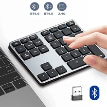 BOW 2.4G USB Wireless Number Pad Bluetooth Rechargeable Numeric Keyboard for Mac Windows Accountants iPad Phone Digital Keyboard
