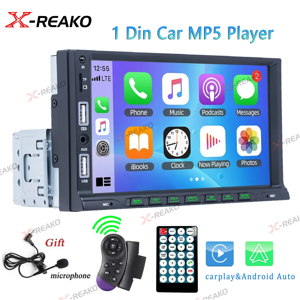 

X-REAKO 1DIN Car Radio Universal 7" HD Autoradio Carplay Multimedia Player Touch Screen Auto Car Stereo MP5 BT USB TF FM Camera