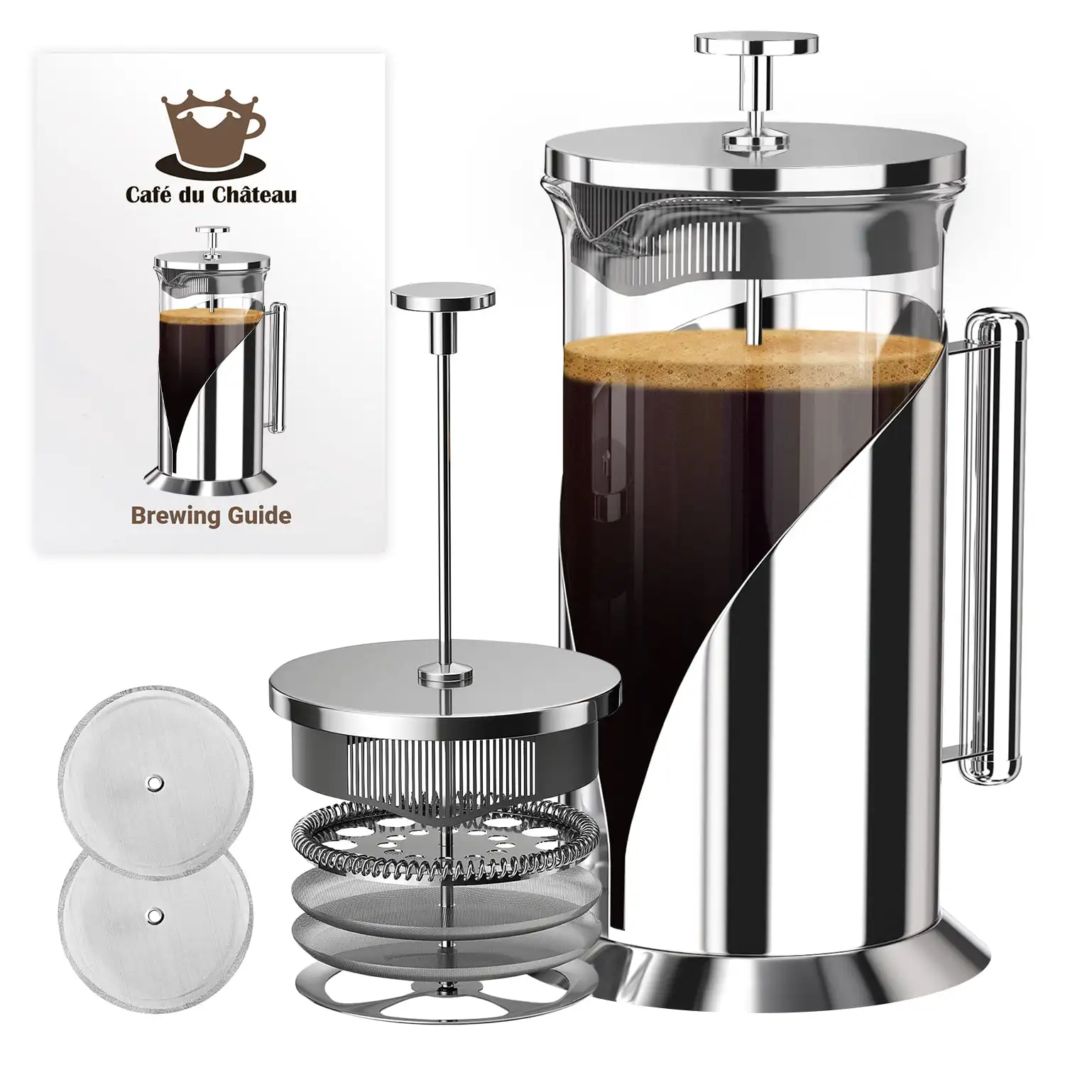 French Press Coffee Maker, Brews Coffee and Tea, Heat Resistant Glass with 4 Level Filtration System, Stainless Steel Housing, L
French Press Coffee Maker, Brews Coffee and Tea, Heat Resistant Glass with 4 Level Filtration System, Stainless Steel Housing, L