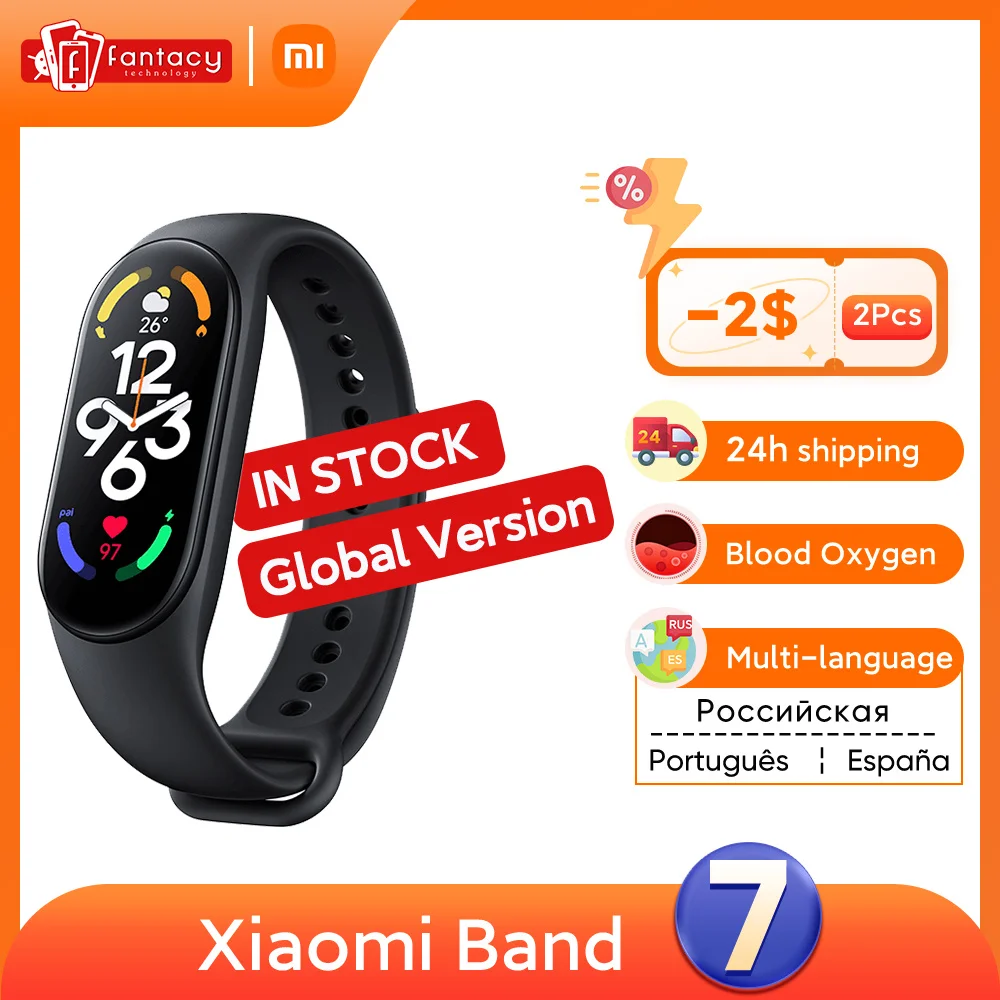 Xiaomi – connected Mi band 7 bracelet with 6-color AMOLED display, motion sensor with blood oxygen monitoring function, Genuine
Xiaomi – connected Mi band 7 bracelet with 6-color AMOLED display, motion sensor with blood oxygen monitoring function, Genuine