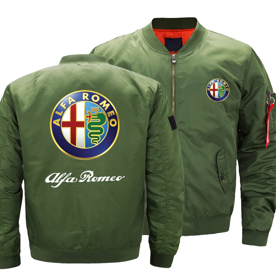 

2022 New Autumn Winter Men&amp Alfa Romeo Logo Flying Jacket Fashion Thicken Windbreaker Warm Casual Zipper Baseball Coat