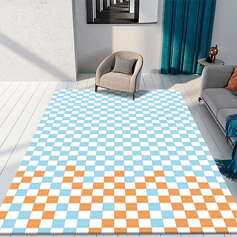 

Modern Creative Lattice Rugs Simple Living Room Sofa Checkerboard Rug Children's Bedroom Bedside Carpet Study Large Area Carpets