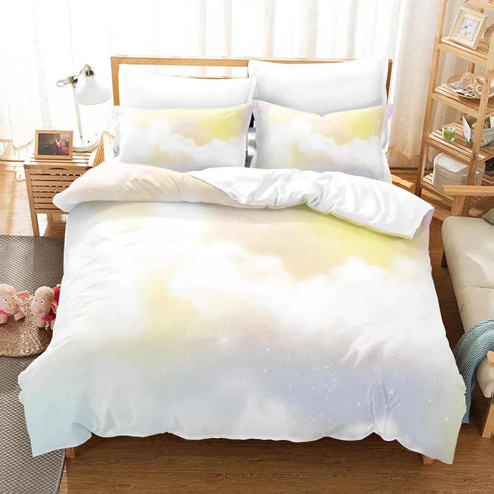Clouds Duvet Cover Set Iridescent Dream Cloud Bedding Set Women Kawaii Aesthetic Style King Size Polyester Quilt Cover
Clouds Duvet Cover Set Iridescent Dream Cloud Bedding Set Women Kawaii Aesthetic Style King Size Polyester Quilt Cover