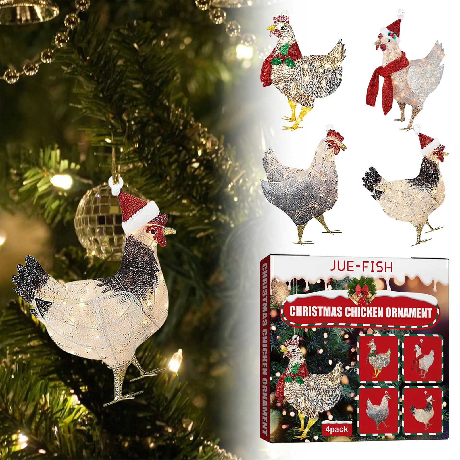 Christmas Scarf Chicken Decorations 4pcs Chicken Hanging Pendant Christmas Tree Decorations Wooden Funny Christmas Ornament
Christmas Scarf Chicken Decorations 4pcs Chicken Hanging Pendant Christmas Tree Decorations Wooden Funny Christmas Ornament
