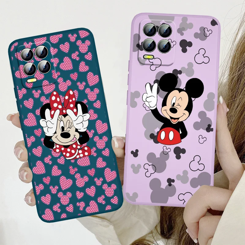 

Cute Disney Minnie Mickey Phone Case For Realme Q3S GT 2 S7 ST S2 C25Y C21Y C11 C17 Narzo 50A 50i 30 20 Liquid Rope Funda Cover