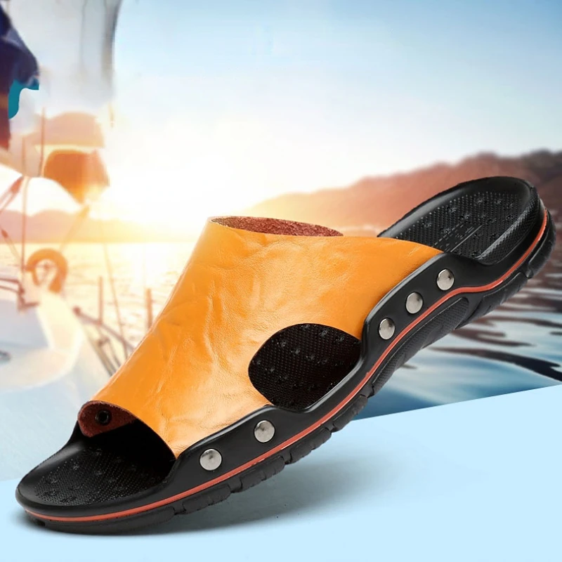 Summer Shoes for Men Slippers Breathable Outdoor Non-Slip Mens Casual Slides 2023 New Comfortable Genuine Leather Beach Sandals
Summer Shoes for Men Slippers Breathable Outdoor Non-Slip Mens Casual Slides 2023 New Comfortable Genuine Leather Beach Sandals