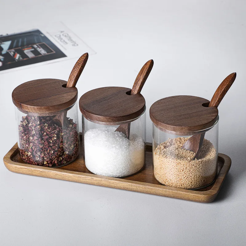 Modern Pepper Spice Glass Bottle Kitchen Seasoning Jar Food Storage Container Grains Sugar Jar with Wooden Lid Kitchen Utensils
Modern Pepper Spice Glass Bottle Kitchen Seasoning Jar Food Storage Container Grains Sugar Jar with Wooden Lid Kitchen Utensils