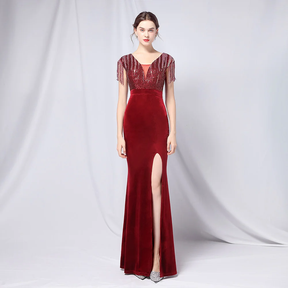 18630# velvet gradient Beaded women's evening dress skirt company women's long cut
18630# velvet gradient Beaded women's evening dress skirt company women's long cut