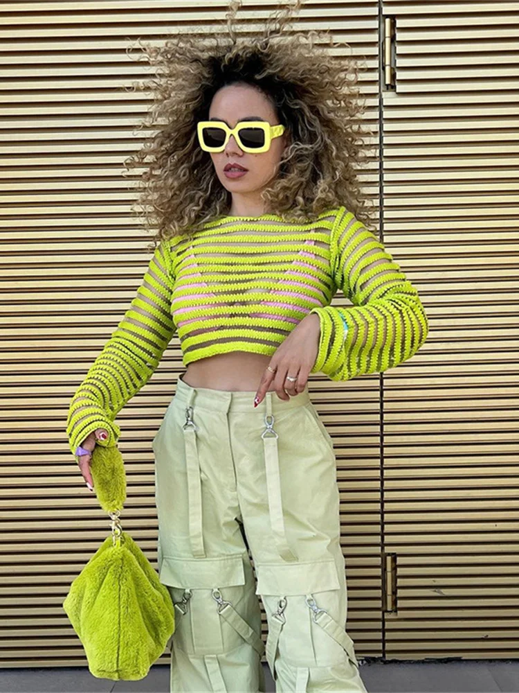 Inwoman Summer Sexy Bodycon Crop Tops For Women Green Long Sleeve O Neck Tops Women Hollow Out Party Loose Party Tops Female
Inwoman Summer Sexy Bodycon Crop Tops For Women Green Long Sleeve O Neck Tops Women Hollow Out Party Loose Party Tops Female
