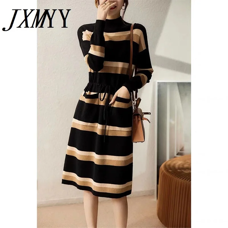 JXMYY 2021 Autumn And Winter New Mid-Length Temperament Waist Slimming Long-Sleeved Striped Sweater Knitted Dress Women
JXMYY 2021 Autumn And Winter New Mid-Length Temperament Waist Slimming Long-Sleeved Striped Sweater Knitted Dress Women