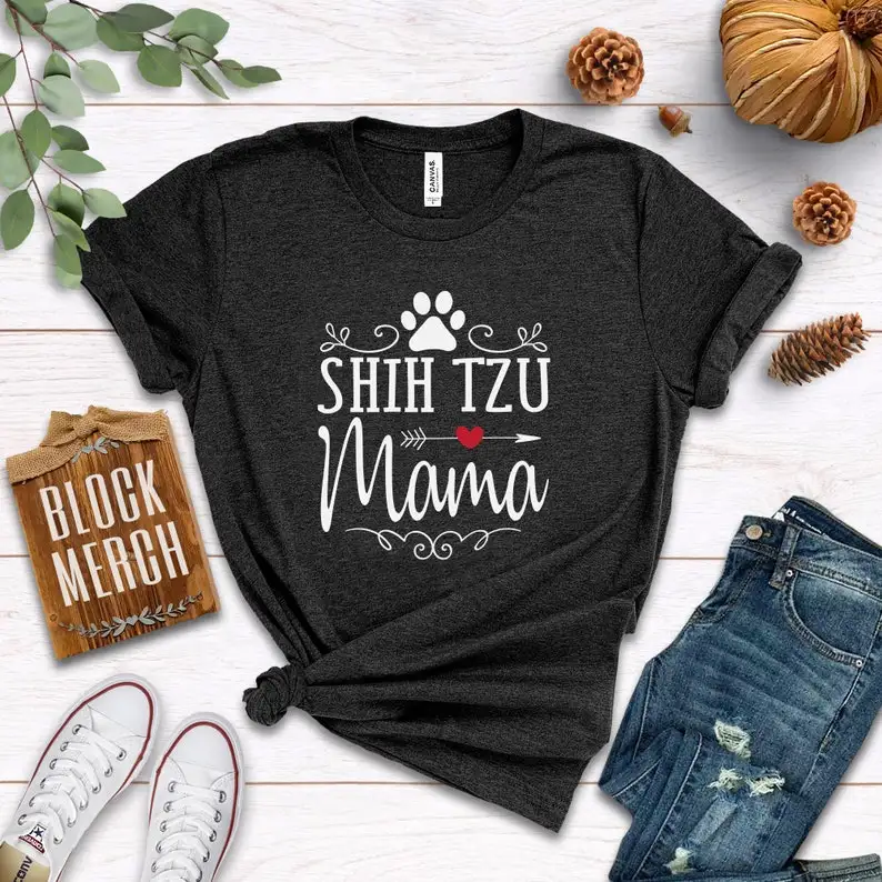 

Shih Tzu Mama Shirt Gift Tee Life Tzu Lover Short Sleeve 100% Cotton Top Tee Funny Streetwear vetement femme y2k Drop shipping