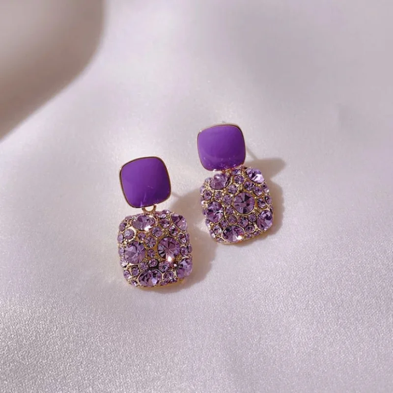 Retro Purple Earring Rhinestone Square Stud Earring Female Exquisite Fashion High Quality Temperament Europe and America Jewelry
Retro Purple Earring Rhinestone Square Stud Earring Female Exquisite Fashion High Quality Temperament Europe and America Jewelry