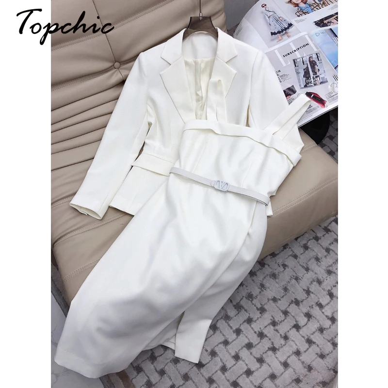 Office Lady Elegant White Blazer+spaghetti Strap Dress Sets Korean Fashion Two Piece Set Women Outfit 2023
Office Lady Elegant White Blazer+spaghetti Strap Dress Sets Korean Fashion Two Piece Set Women Outfit 2023