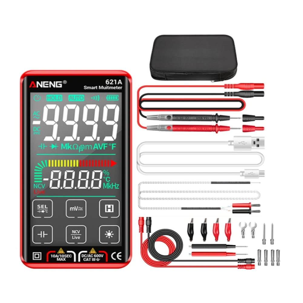 621A Intelligent Digital Multimeter Touch Screen 9999 Counts Auto Range Rechargeable NCV Universal Meter Voltmeter Red
621A Intelligent Digital Multimeter Touch Screen 9999 Counts Auto Range Rechargeable NCV Universal Meter Voltmeter Red