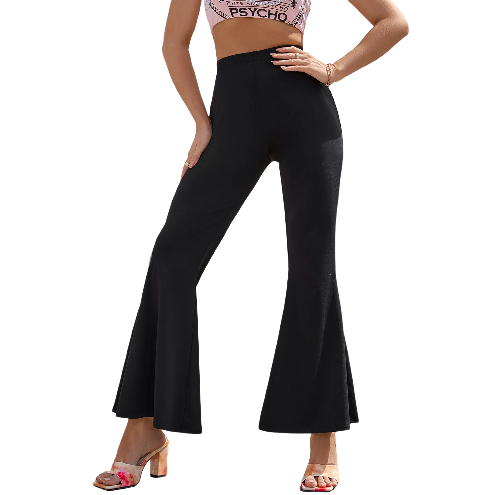 Брюки-клеш Женские повседневные, однотонные Эластичные зауженные штаны с завышенной талией, модные брюки-слаксы, уличная одежда, весна-осень
Брюки-клеш Женские повседневные, однотонные Эластичные зауженные штаны с завышенной талией, модные брюки-слаксы, уличная одежда, весна-осень