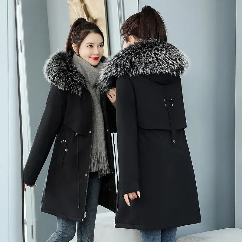 2023 New Women's Parkas Winter Jacket Fur Collar Hooded Long Coat Thick Warm Female Cotton Padded Parka Fur Lining Outwear M-8XL
2023 New Women's Parkas Winter Jacket Fur Collar Hooded Long Coat Thick Warm Female Cotton Padded Parka Fur Lining Outwear M-8XL