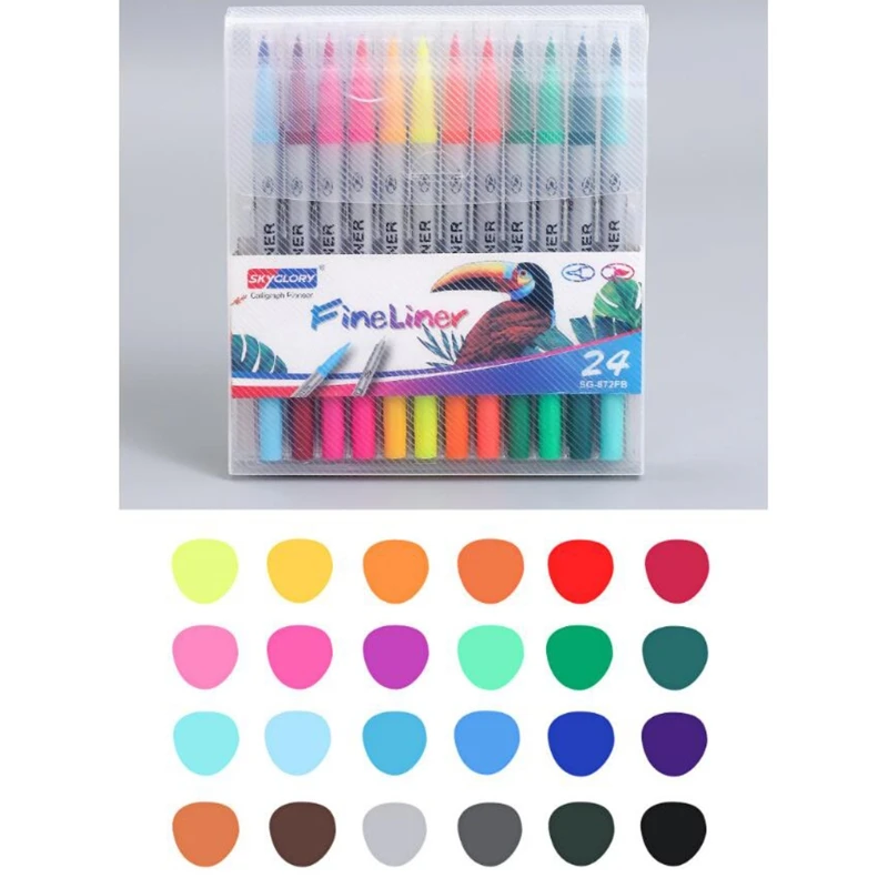 G5AA 12/18/24/36Pcs Dual Tip Flexible Color Brush Fineliner Tips Watercolor Pen for Drawing Painting Coloring Art Markers School
G5AA 12/18/24/36Pcs Dual Tip Flexible Color Brush Fineliner Tips Watercolor Pen for Drawing Painting Coloring Art Markers School