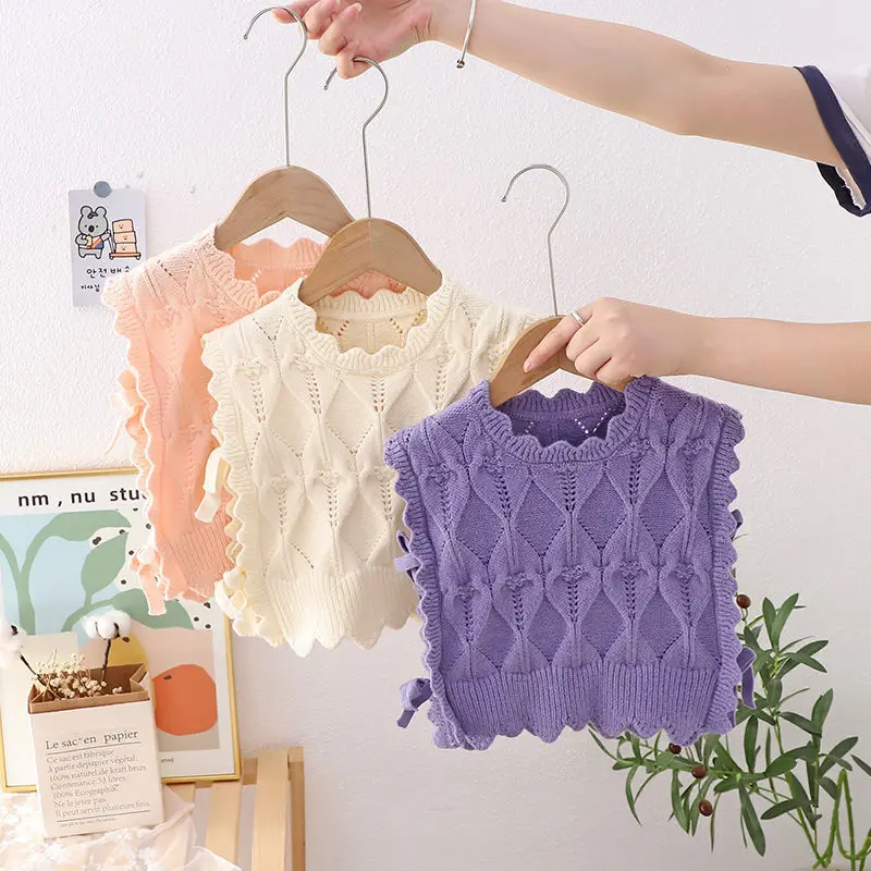 Cotton Girls Sweaters Tops Children Beige Vest Pullover Cute Bandage Pink Winter Casual Sweater Purple Knitted Kids Knitted Vest
Cotton Girls Sweaters Tops Children Beige Vest Pullover Cute Bandage Pink Winter Casual Sweater Purple Knitted Kids Knitted Vest