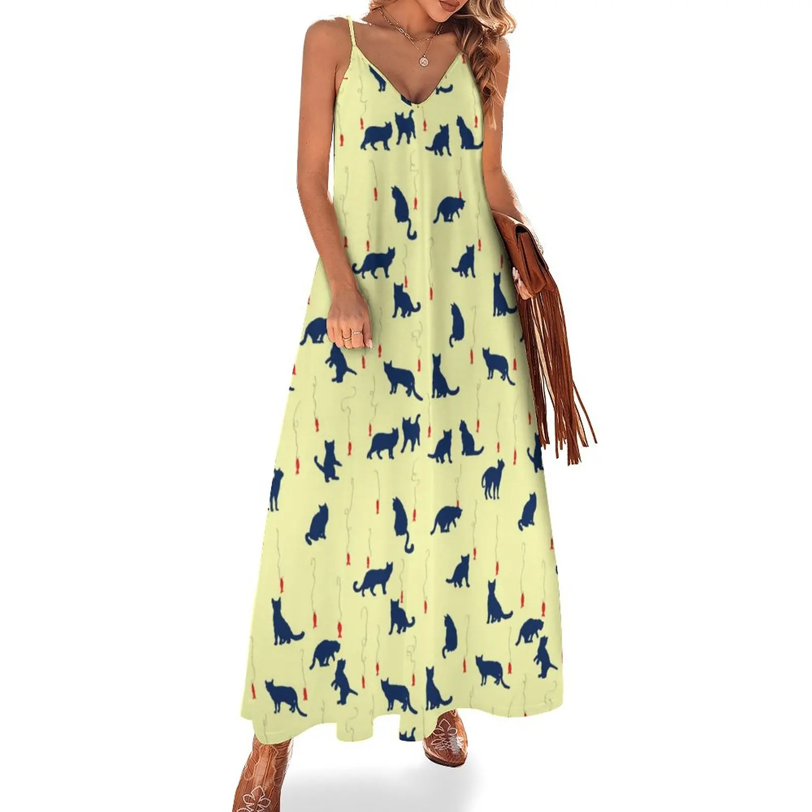 Animal Silhouette Dress Blue Cute Kittens Vintage Maxi Dress Straps Aesthetic Boho Beach Long Dresses V Neck Oversized Vestido
Animal Silhouette Dress Blue Cute Kittens Vintage Maxi Dress Straps Aesthetic Boho Beach Long Dresses V Neck Oversized Vestido