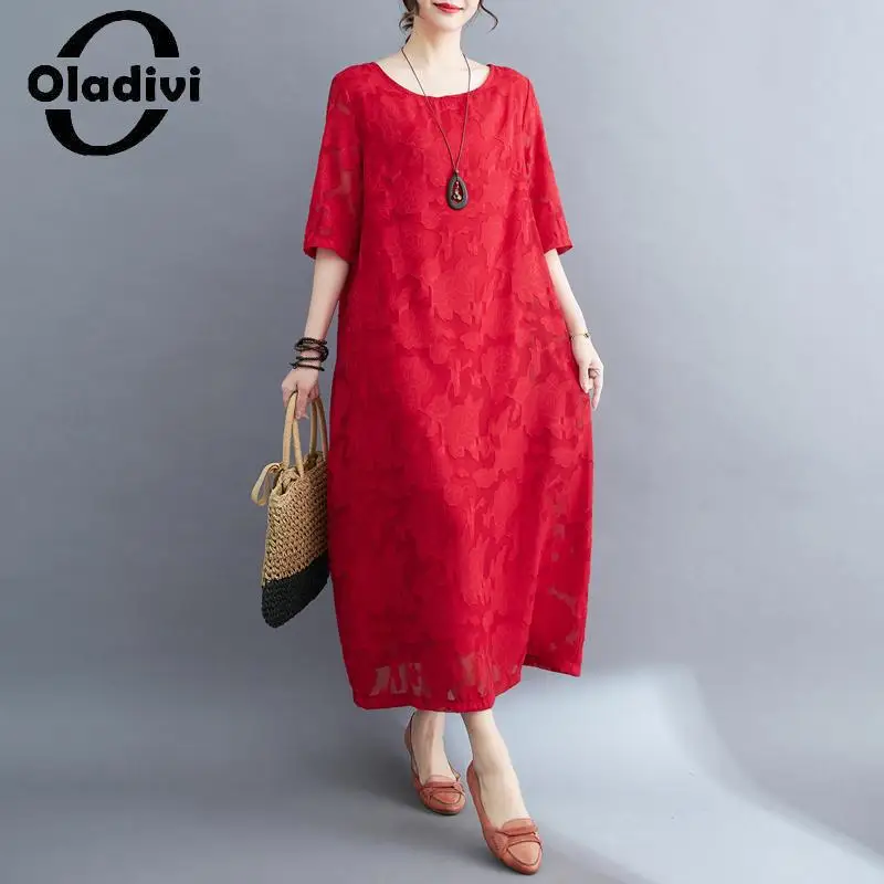 Oladivi Fashion Women's Short Sleeve Large Size Long Dress Summer Casual Loose Dresses Ladies Oversized Clothing Tunic Robe 2322
Oladivi Fashion Women's Short Sleeve Large Size Long Dress Summer Casual Loose Dresses Ladies Oversized Clothing Tunic Robe 2322