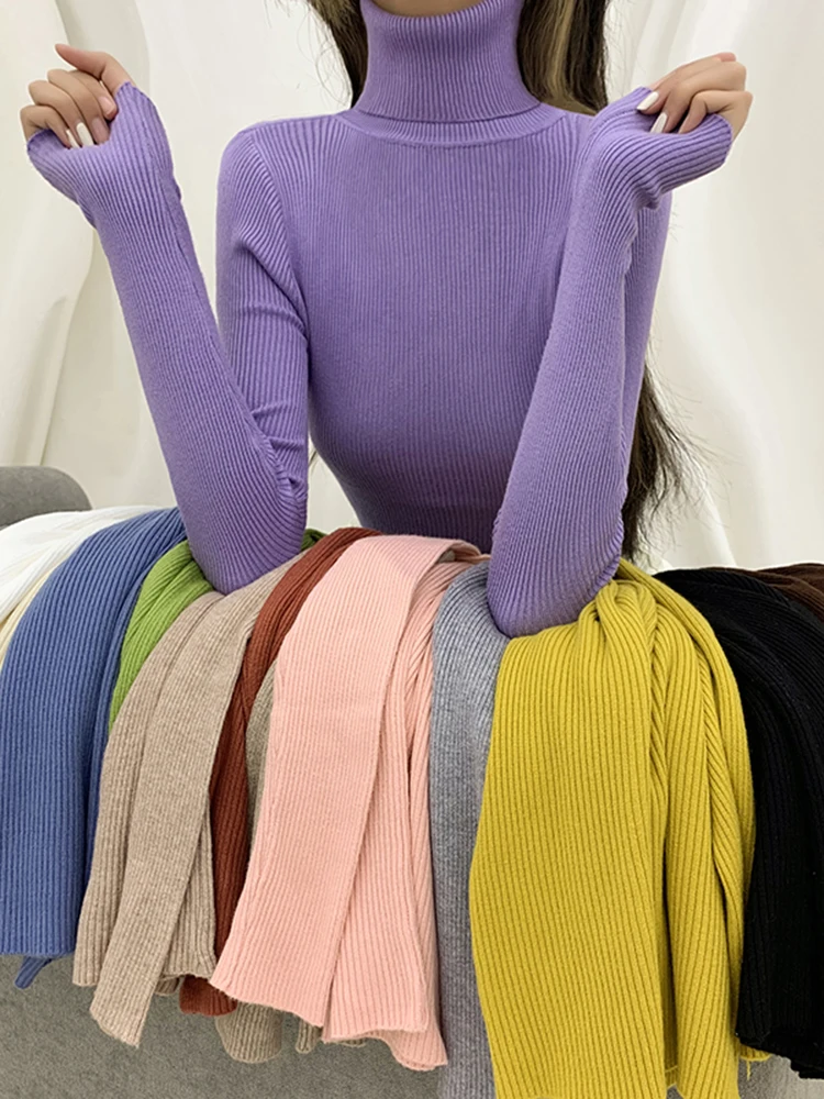 JMPRS Turtleneck Women Sweater Fall Long Sleeve Female Basic Knitted Jumper High Elastic Simple Solid Color Tops Dropshipping 
JMPRS Turtleneck Women Sweater Fall Long Sleeve Female Basic Knitted Jumper High Elastic Simple Solid Color Tops Dropshipping