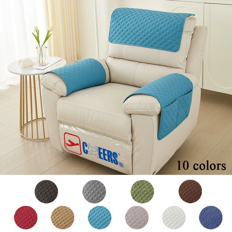 

Quilted Recliner Chair Slipcover Mat Anti Slip Dogs Pet Kids Sofa Armrest Towel Cover Armchair Furniture Protector Couch Cushion