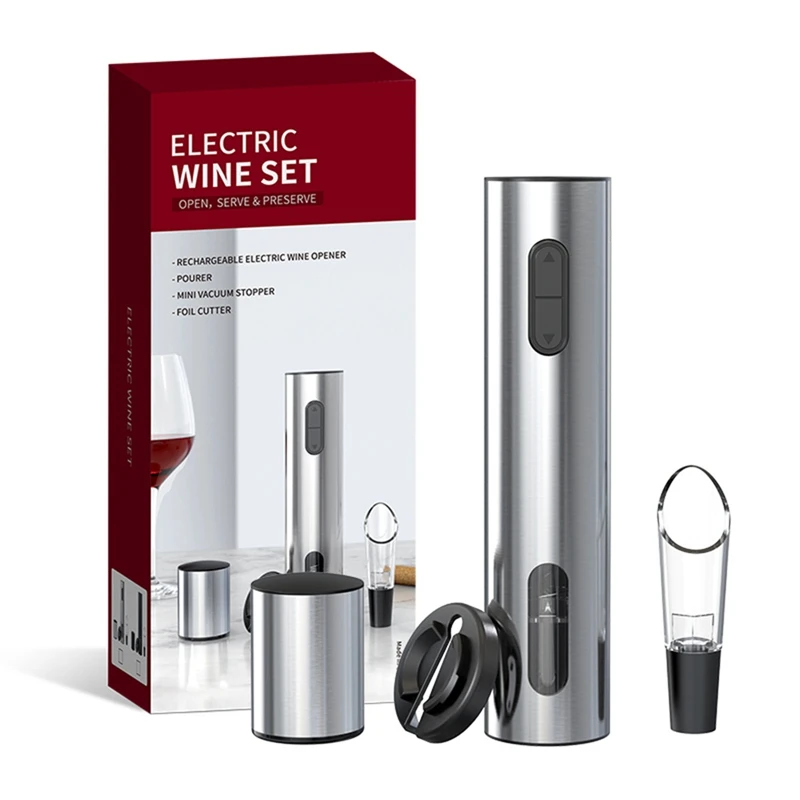 Automatic Smart Electric Wine Opener Corkscrew Wine Bottle Openers Kit USB Rechargeable With Foil Cutter Accessories
Automatic Smart Electric Wine Opener Corkscrew Wine Bottle Openers Kit USB Rechargeable With Foil Cutter Accessories