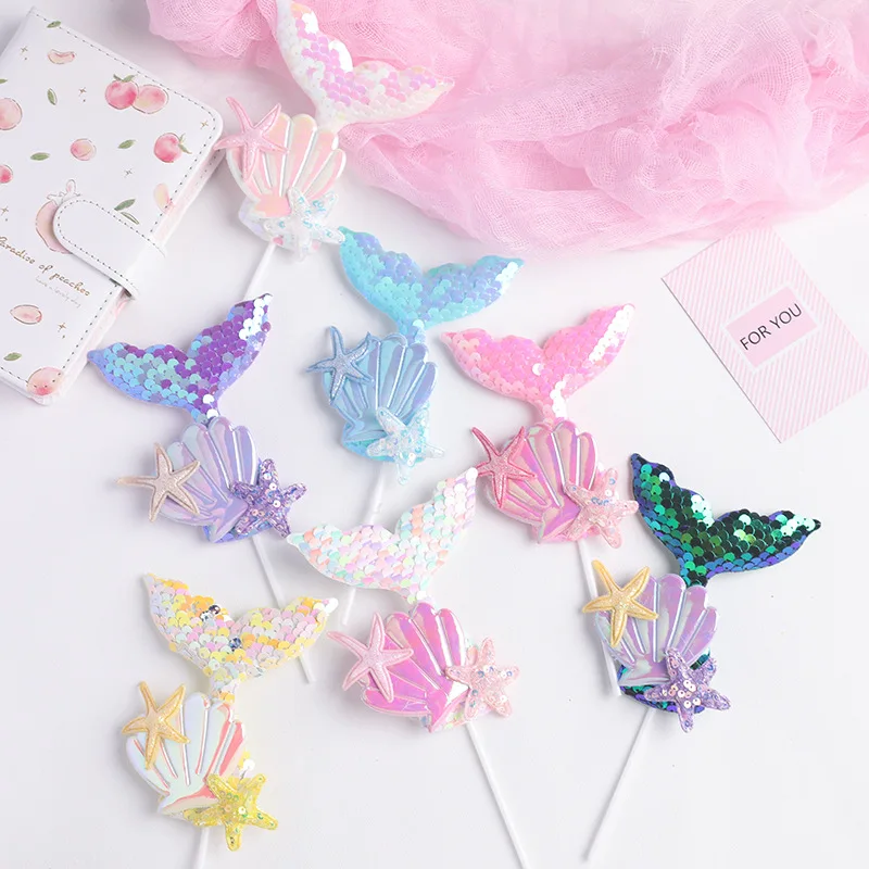 Creative Cake Decoration Colorful Sequin Shell Insert Beautiful Cake Insert Mermaid Tail Cake Insert Wedding Party Decor Suppies
Creative Cake Decoration Colorful Sequin Shell Insert Beautiful Cake Insert Mermaid Tail Cake Insert Wedding Party Decor Suppies