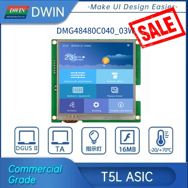 ЖК-экран DWIN HMI, 4,0 дюйма, 480*480 пикселей, ЖК-модуль, 16,7 М цвета, UART LCM HMI Φ-ЖК-экран, широкий угол обзора
ЖК-экран DWIN HMI, 4,0 дюйма, 480*480 пикселей, ЖК-модуль, 16,7 М цвета, UART LCM HMI Φ-ЖК-экран, широкий угол обзора
