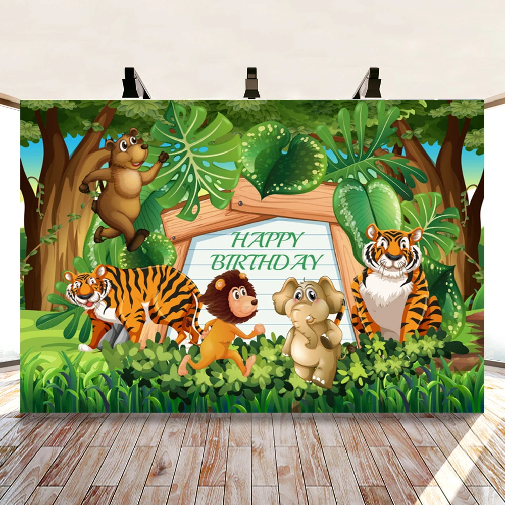 Jungle Tiger Animals Friend Backdrop Cartoon Happy Birthday Kids Party Baby Shower Photo Boys Photography Background Poster
Jungle Tiger Animals Friend Backdrop Cartoon Happy Birthday Kids Party Baby Shower Photo Boys Photography Background Poster