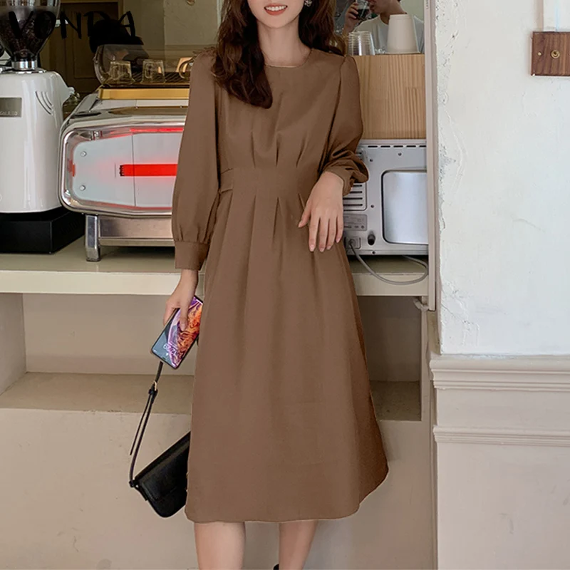 VONDA Women Long Puff Sleeve Zipper Vestido Ladies Casual Round Neck Pleated Tunic Dresses Long Maxi Sundress A-Lined Robes
VONDA Women Long Puff Sleeve Zipper Vestido Ladies Casual Round Neck Pleated Tunic Dresses Long Maxi Sundress A-Lined Robes