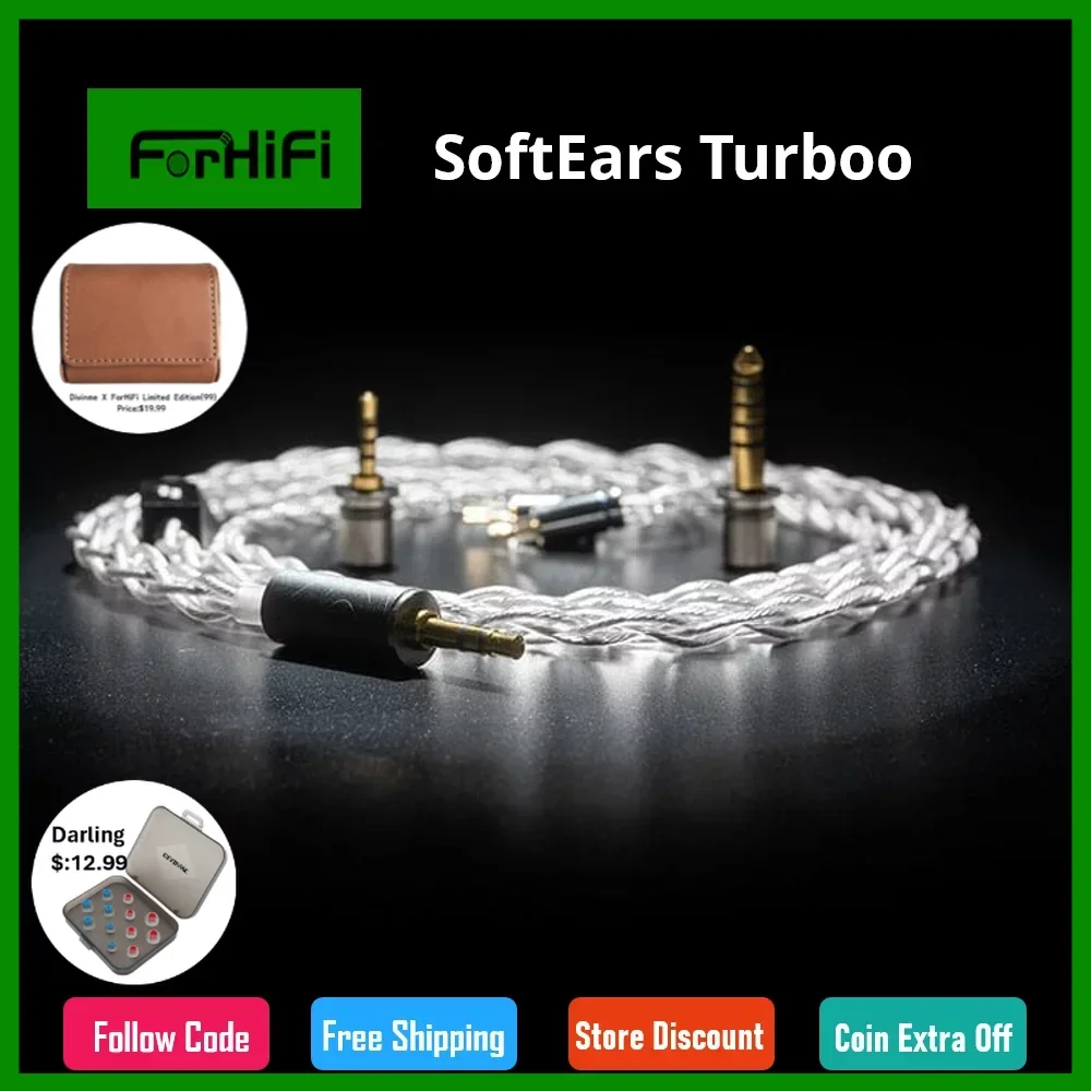 SoftEars Turboo Original Earphone Cable For SoftEars Turri Single Crystal Sterling Silver 2.5mm/4.4mm/3.5mm Swappable Plug
SoftEars Turboo Original Earphone Cable For SoftEars Turri Single Crystal Sterling Silver 2.5mm/4.4mm/3.5mm Swappable Plug