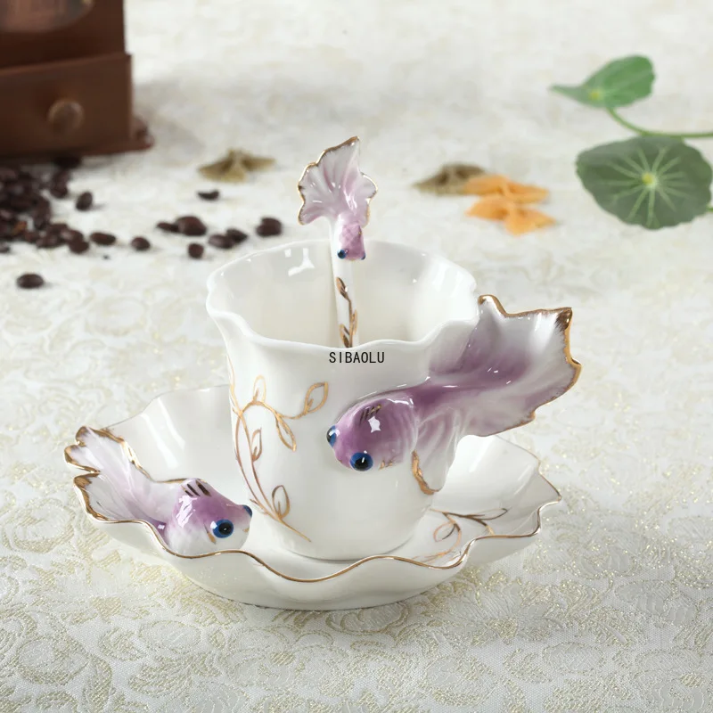 Creative Fashion 3D Goldfish Shape Enamel Ceramic Coffee Tea Cup Tea Tray Spoon Set Porcelain Water Cup Valentine's Day Gift
Creative Fashion 3D Goldfish Shape Enamel Ceramic Coffee Tea Cup Tea Tray Spoon Set Porcelain Water Cup Valentine's Day Gift