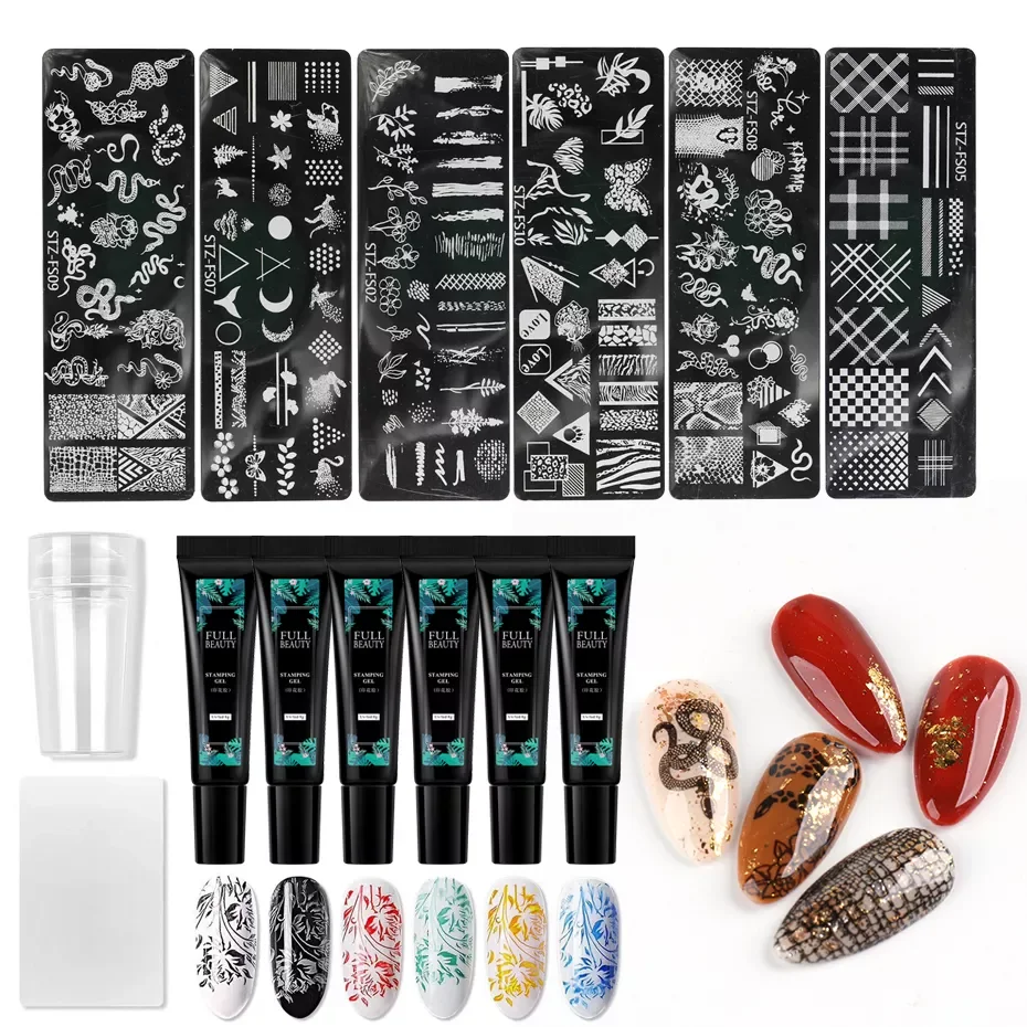 Nail Art Stamping Plates Gel Nail Polish Stamp Stencil Template Silicone Stamper Manicure Set Kit Equipment LYSTZ-FS
Nail Art Stamping Plates Gel Nail Polish Stamp Stencil Template Silicone Stamper Manicure Set Kit Equipment LYSTZ-FS