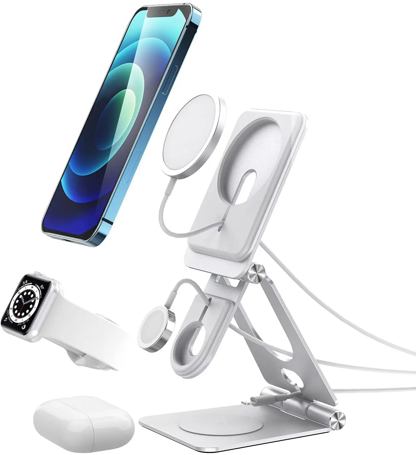 3 в 1 для зарядного устройства Magsafe, алюминиевый сплав, держатель для телефона, совместим с IPhone и Apple Watch 3/4/5/6 и AirPods
3 в 1 для зарядного устройства Magsafe, алюминиевый сплав, держатель для телефона, совместим с IPhone и Apple Watch 3/4/5/6 и AirPods