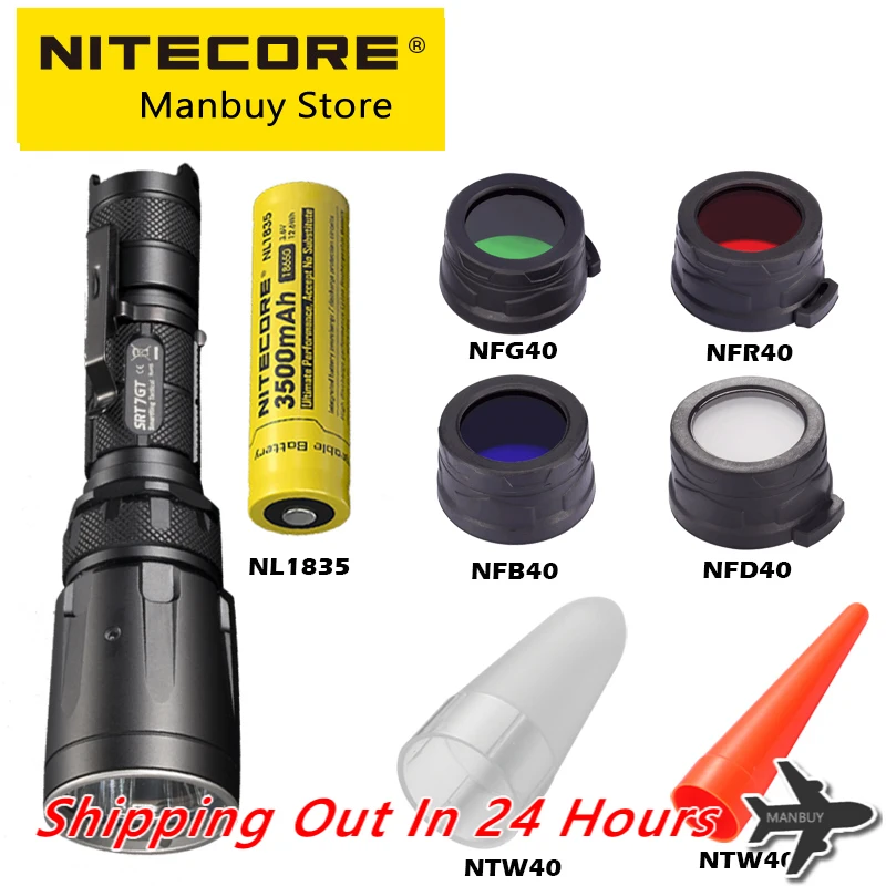 Тактический фонарик NITECORE SRT7GT, умное кольцо-Селектор для улицы, 1000 люмен, спасательный аккумулятор поисковый фонарь NL1835 18650 + фильтр RGB
Тактический фонарик NITECORE SRT7GT, умное кольцо-Селектор для улицы, 1000 люмен, спасательный аккумулятор поисковый фонарь NL1835 18650 + фильтр RGB