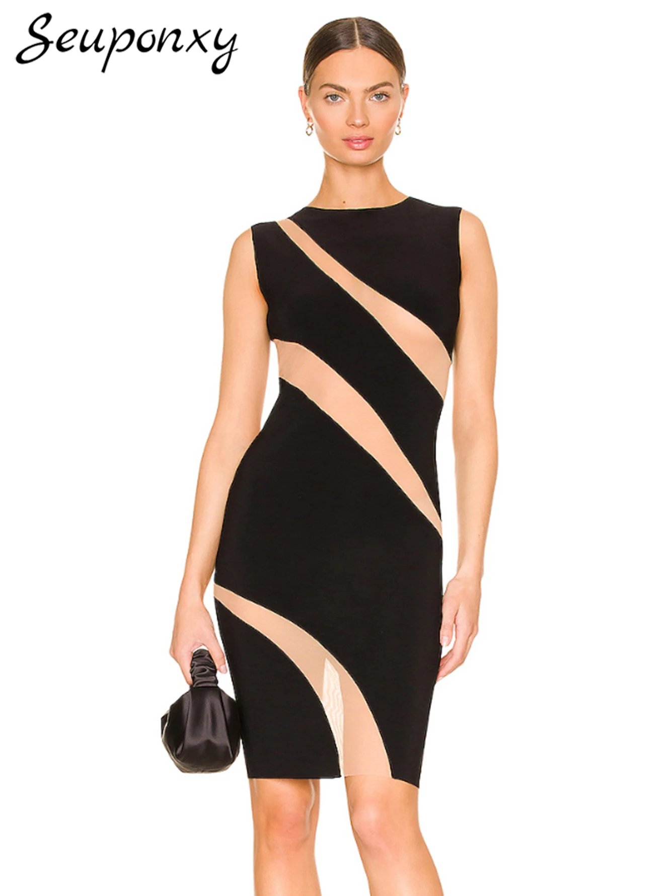 High Quality Black Mesh Sheer Sexy Sleeveless O Neck Bodycon Dress Autumn Women's 2022 Elegant Evening Party Dresses Vestidos
High Quality Black Mesh Sheer Sexy Sleeveless O Neck Bodycon Dress Autumn Women's 2022 Elegant Evening Party Dresses Vestidos