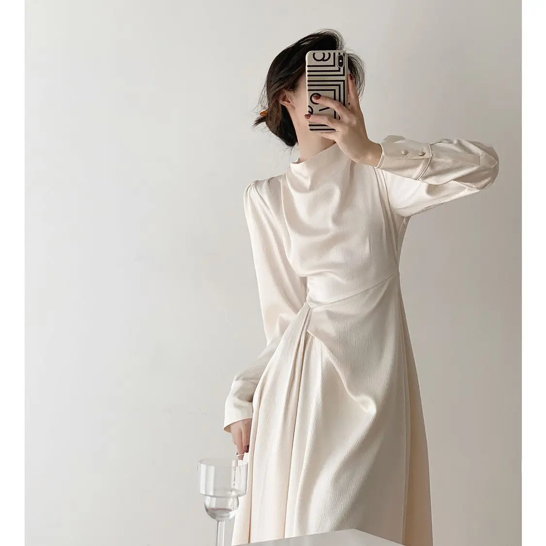 Long Sleeve Midi Dresses Women Folds Solid Minimalist Elegant High Waist Vestidos De Mujer Autumn Clothing Korean Fashion Ropa 
Long Sleeve Midi Dresses Women Folds Solid Minimalist Elegant High Waist Vestidos De Mujer Autumn Clothing Korean Fashion Ropa