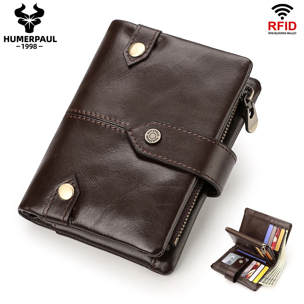 

Classic Wallets RFID Genuine Leather Man Wallet with Credit Card Holder Luxury Bifold Zip Coin Purse High Quality Small Clutches