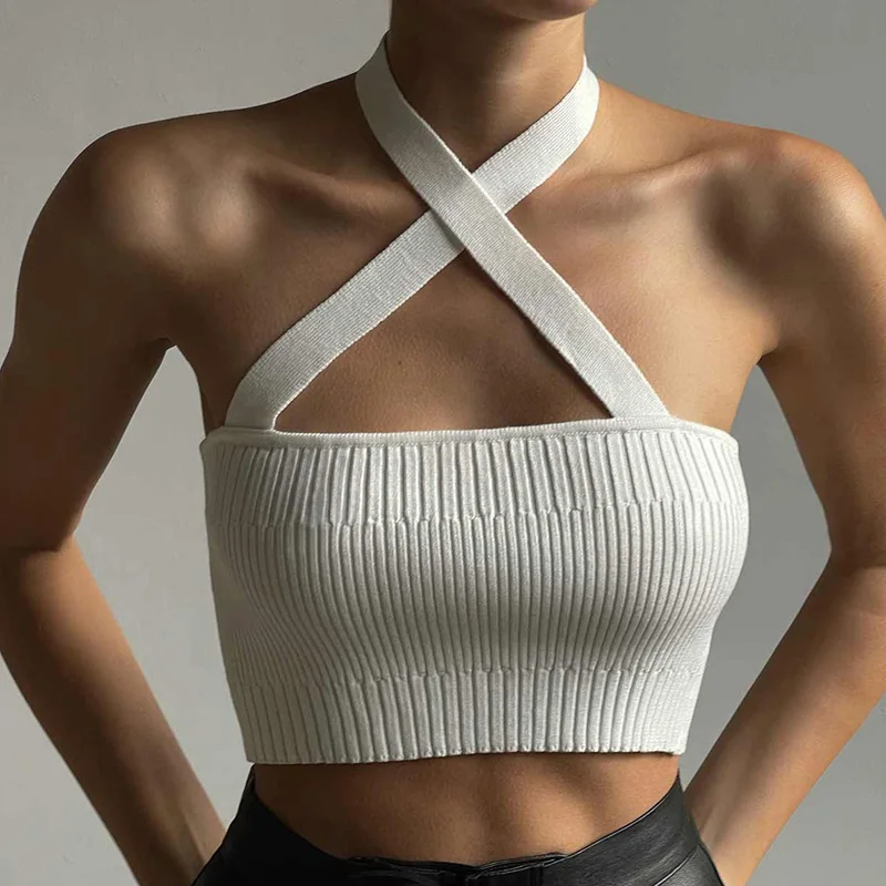 

Women Ribbed Knit Sleeveless Camisole Patchwork Spaghetti Strap Crop Tank Top Scoop Neck Solid Cami Vest