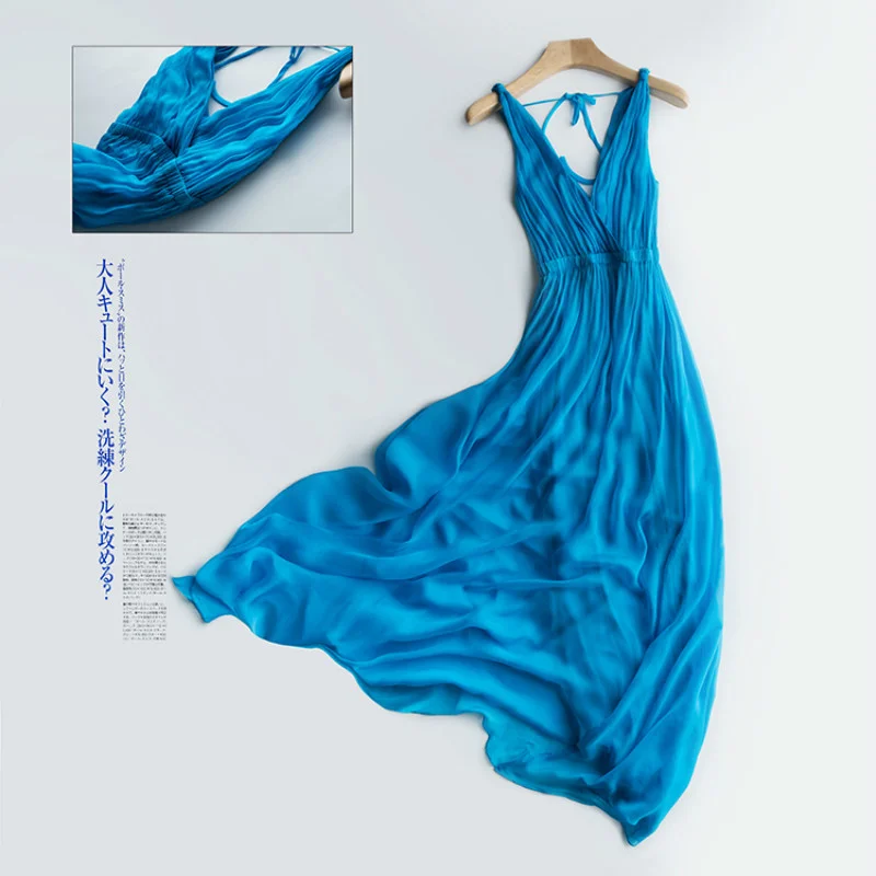 Aoottii Summer 100% Real Silk Dress Women Maxi Vestidos Korean Long Sexy V Neck Dresses Woman Vintage Beach Party Night Dresses
Aoottii Summer 100% Real Silk Dress Women Maxi Vestidos Korean Long Sexy V Neck Dresses Woman Vintage Beach Party Night Dresses