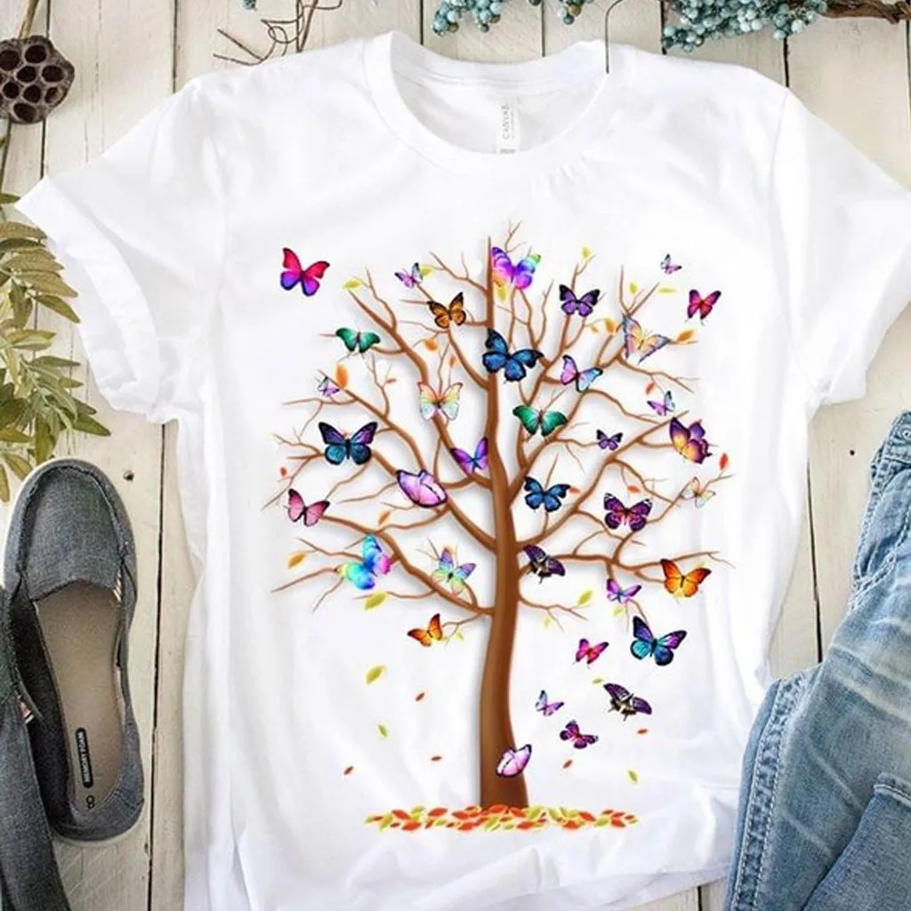 100% Cotton Woman Butterfly Tree Print Harajuku Summer Tshirts Casual Round Neck Short Slee Top Tee Shirt,Drop Ship
100% Cotton Woman Butterfly Tree Print Harajuku Summer Tshirts Casual Round Neck Short Slee Top Tee Shirt,Drop Ship