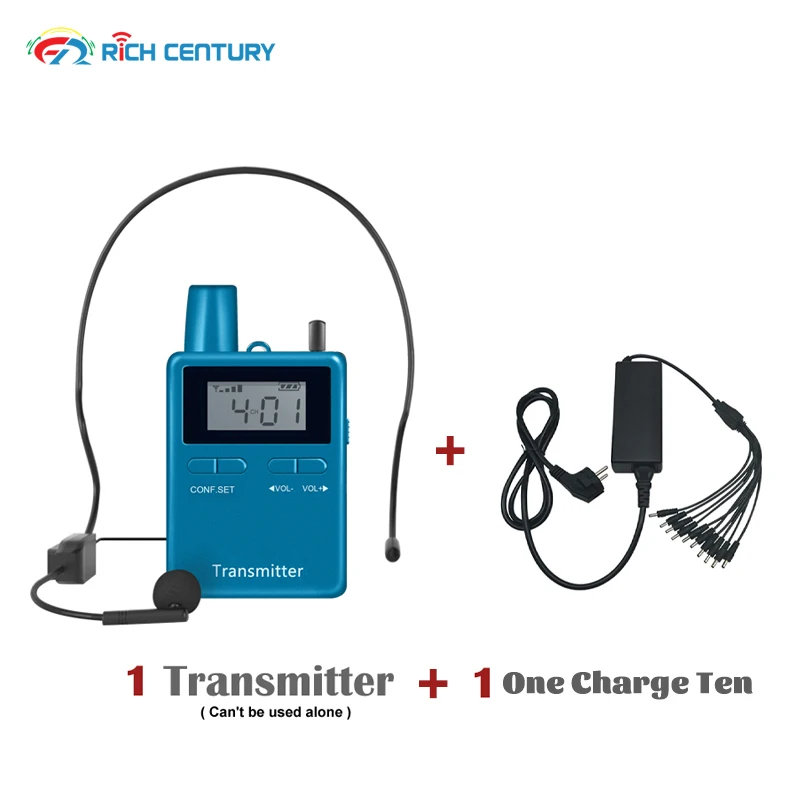 

Rich Century 2401 2.4Ghz Audio Tour Guide System 1 Transmitter With Microphone For Church Translation Travel Museum Factory