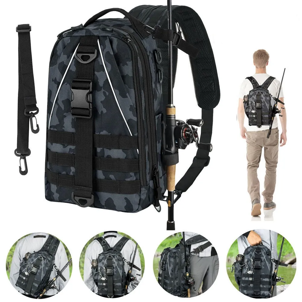 Men's Black Camouflage Fishing Backpack Lure Fishing Rod Fishing Rod Bag Sling Large Shoulder Bag Waterproof Fishing Tackle Bag
Men's Black Camouflage Fishing Backpack Lure Fishing Rod Fishing Rod Bag Sling Large Shoulder Bag Waterproof Fishing Tackle Bag