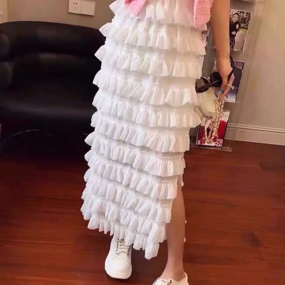 Women 2022 Spring Summer Sweet Cake Layered Tulle Long Maxi Skirt Female Fashion High Waist Ruffle Pleated Mesh Skirts Falda J78
Women 2022 Spring Summer Sweet Cake Layered Tulle Long Maxi Skirt Female Fashion High Waist Ruffle Pleated Mesh Skirts Falda J78