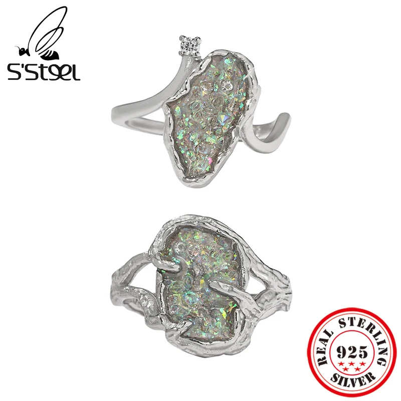 S'STEEL Irregular Enamel Rings For Women Luxury 925 Sterling Silver Designer Adjustable Vintage Ring Aestethic Y2k Fine Jewelry 
S'STEEL Irregular Enamel Rings For Women Luxury 925 Sterling Silver Designer Adjustable Vintage Ring Aestethic Y2k Fine Jewelry