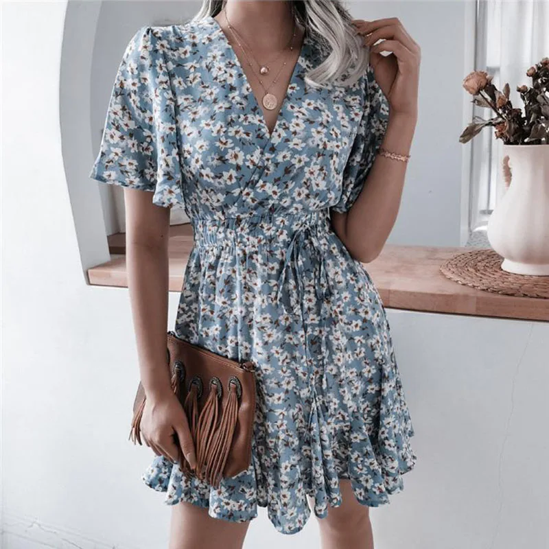 Women Fashion Short Sleeve Dress Flroal Dresses Mini Dress Women Dress Elegant Loose Holiday Chic Woman Clothes Female Vestidos
Women Fashion Short Sleeve Dress Flroal Dresses Mini Dress Women Dress Elegant Loose Holiday Chic Woman Clothes Female Vestidos