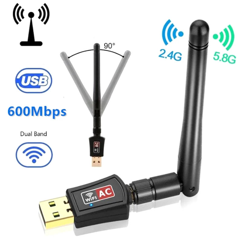 600Mbps USB Wireless Wifi Adapter 2.4GHz 5GHz WiFi With Antenna Dual Band PC Adapter Network Card Receiver
600Mbps USB Wireless Wifi Adapter 2.4GHz 5GHz WiFi With Antenna Dual Band PC Adapter Network Card Receiver