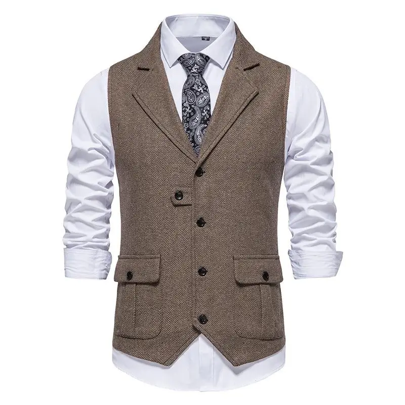 Men's Herringbone Tweed Suit Vest Vintage Lasel Casual with Two Pockets Herringbone Waistcoat for Wedding Groomsmen Men Vest
Men's Herringbone Tweed Suit Vest Vintage Lasel Casual with Two Pockets Herringbone Waistcoat for Wedding Groomsmen Men Vest